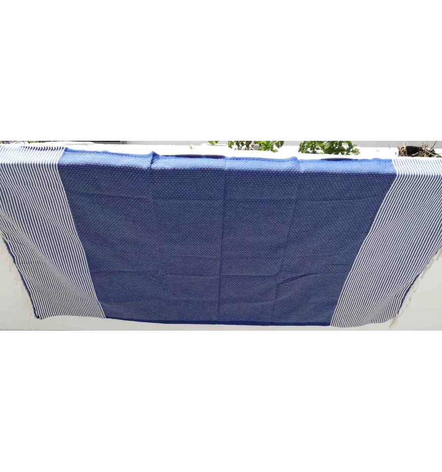 Enfant  Nid d'abeille bleu rayures blanche 