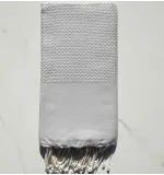 Fouta nid d\'abeille unie bleu fumée