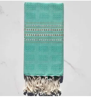 Fouta thalasso vert avec motifs 