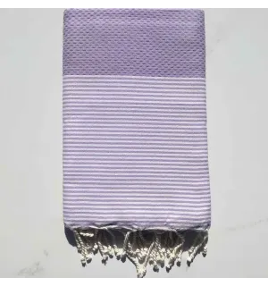 FOUTA NID D'ABEILLE glycine rayée blanc 