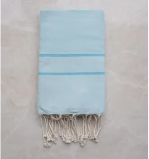 Fouta Chevron bleu clair rayée bleu 
