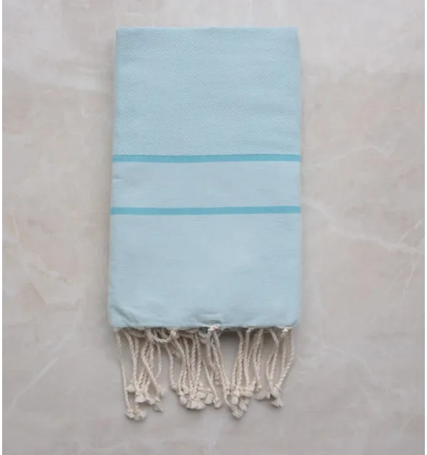 Fouta Chevron bleu clair rayée bleu 