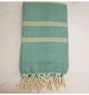 Fouta Chevron vert clair et vert 