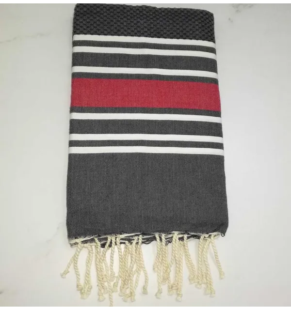 Fouta nid d'abeille gris foncé 