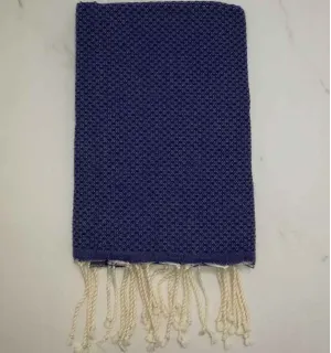 FOUTA nid d'abeille unie bleu smalt 