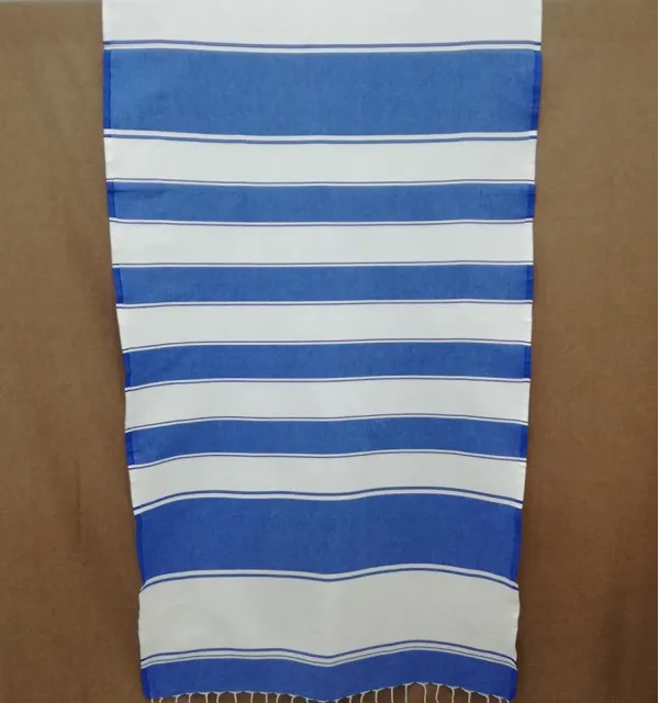 Fouta Plate milano blanche et bleu 