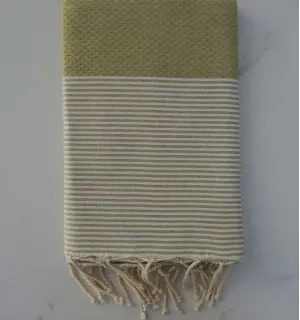 Fouta nid d'abeille vert tilleul 