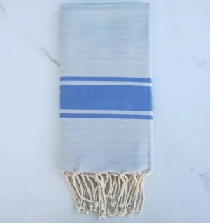 Fouta plate gris bleu rayée bleu
