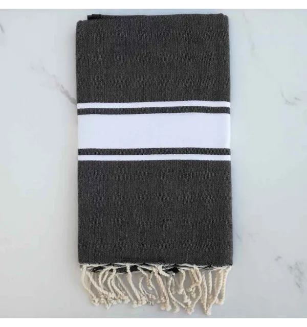 Fouta Plate gris ardoise foncé 