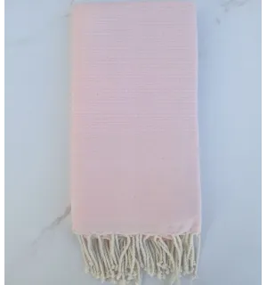 FOUTA nid d'abeille unie rose pale 