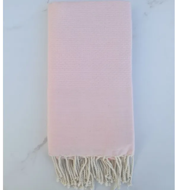 FOUTA nid d'abeille unie rose pale 