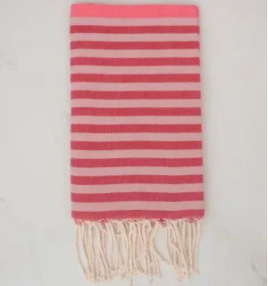 Fouta rose, rouge et rose pale