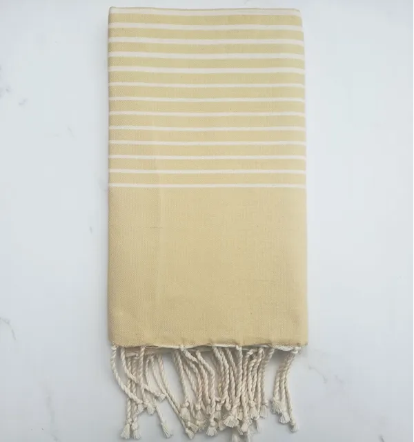 Fouta plate rayée vanille 