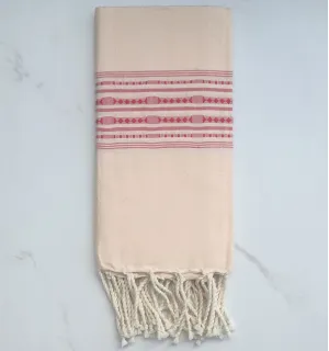 Fouta thalasso jaune crème avec motifs rouge