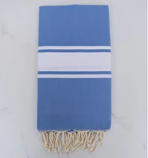 Fouta Plate bleu bleuet 