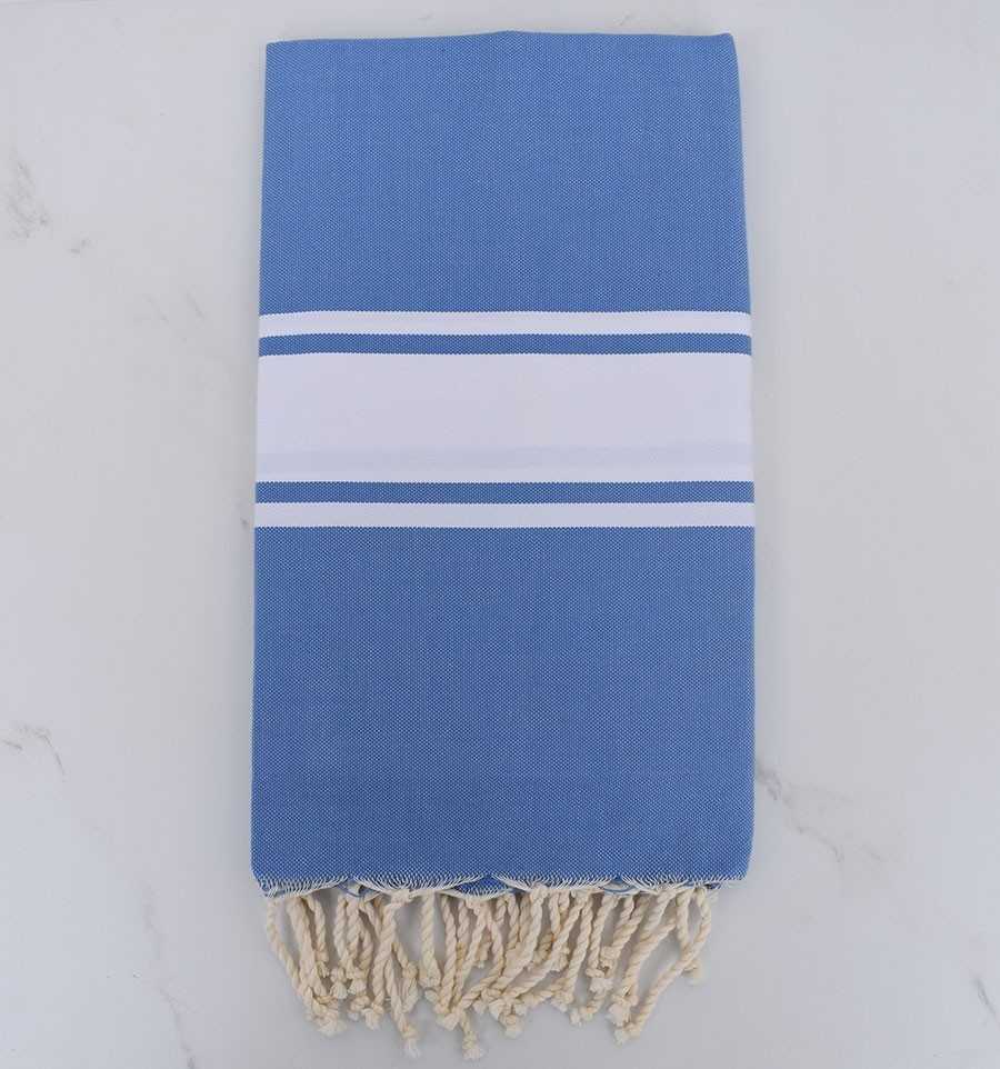 Fouta Plate bleu bleuet