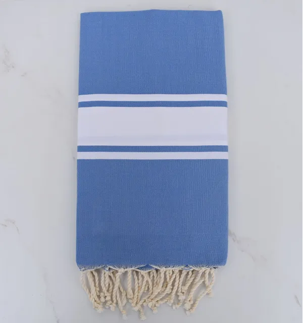 Fouta Plate bleu bleuet 