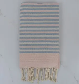Fouta nid d'abeille 3 couleurs rayée 1 cm 