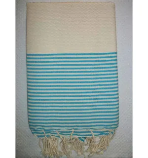 blanc cassé rayée bleu turquoise 