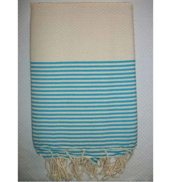 blanc cassé rayée bleu turquoise 