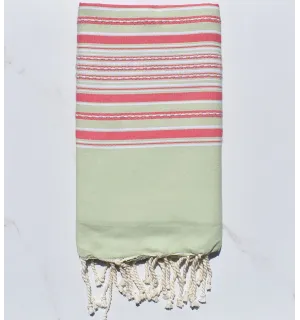 Fouta arabesque vert pistache avec rayures 