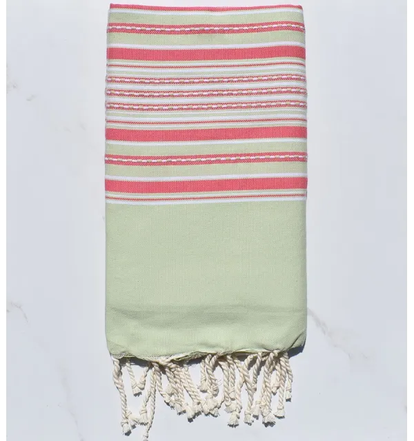 Fouta arabesque vert pistache avec rayures 