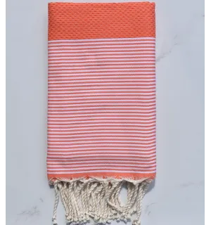 Fouta nid d'abeille corail Fouta Tunisia - 1 2