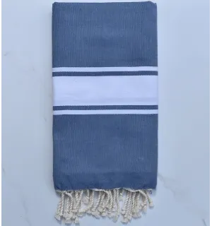 Fouta plate bleu guède 