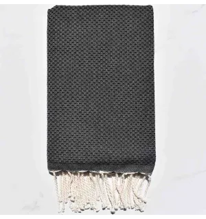 Fouta nid d'abeille unie gris anthracite 