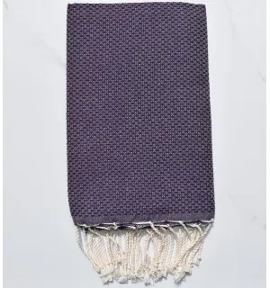 Fouta nid d'abeille unie violet foncé 