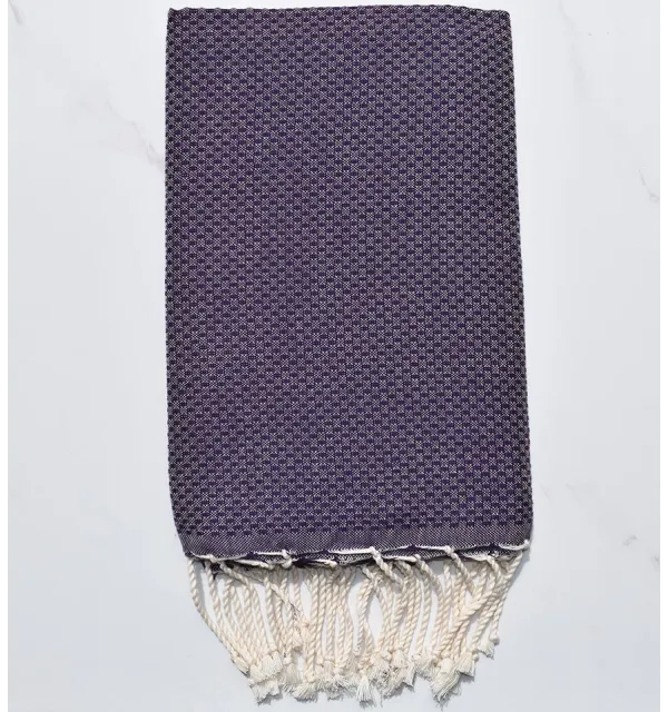 Fouta nid d'abeille unie violet foncé 