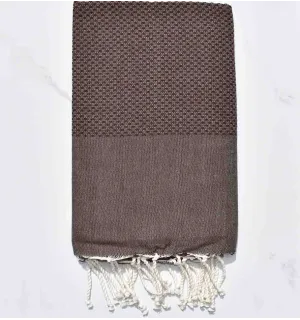 Fouta nid d'abeille unie chocolat 