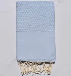 FOUTA Nid d'abeille unie bleu clair 