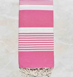 Jeté rose bonbon 2m*2m Fouta Tunisia - 1 2