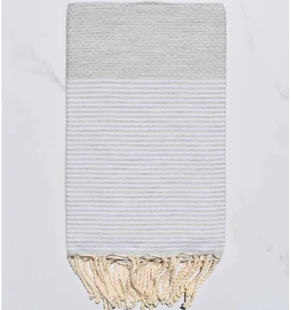 Fouta nid d'abeille gris clair 