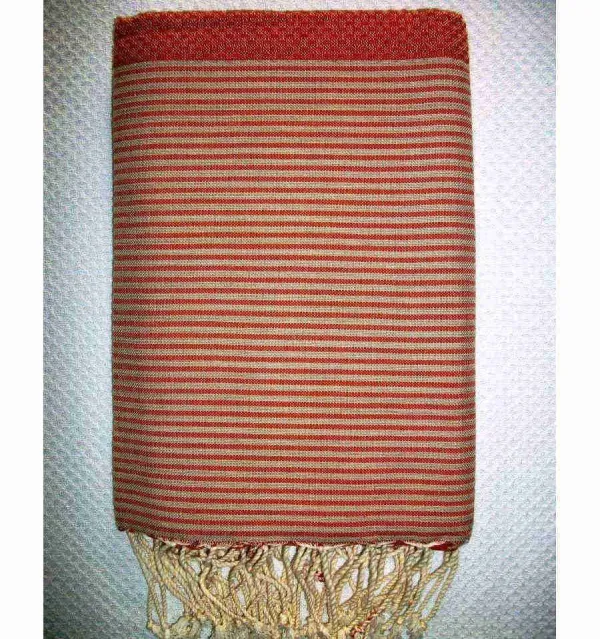 rouge orangé rayée beige 