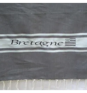fouta brodée Bretagne gris