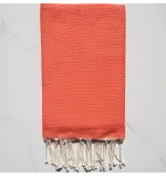 Fouta nid d\'abeille unie corail clair