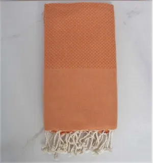 Fouta nid d'abeille unie orange brûlé 