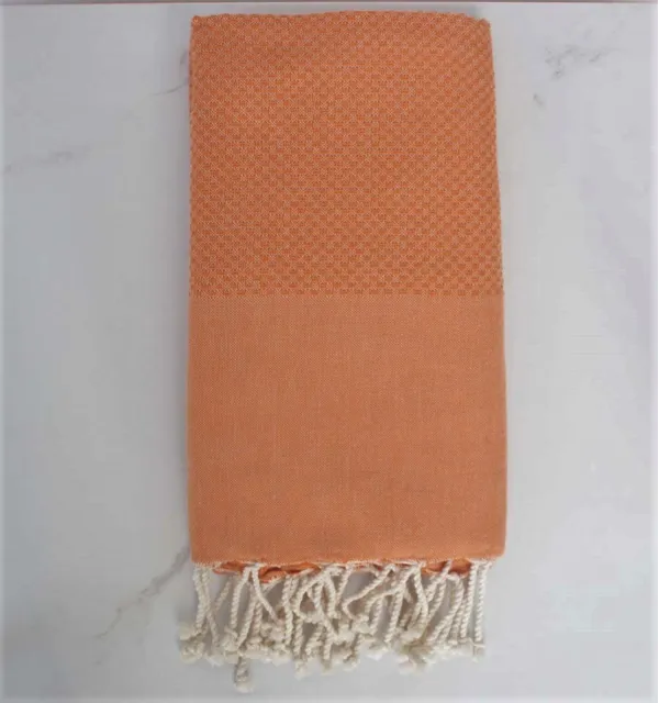 Fouta nid d'abeille unie orange brûlé 