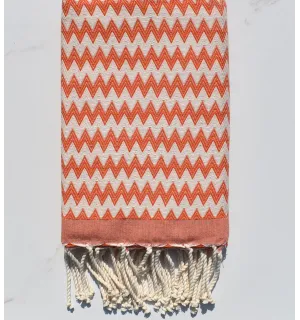 Fouta zigzag orange corail