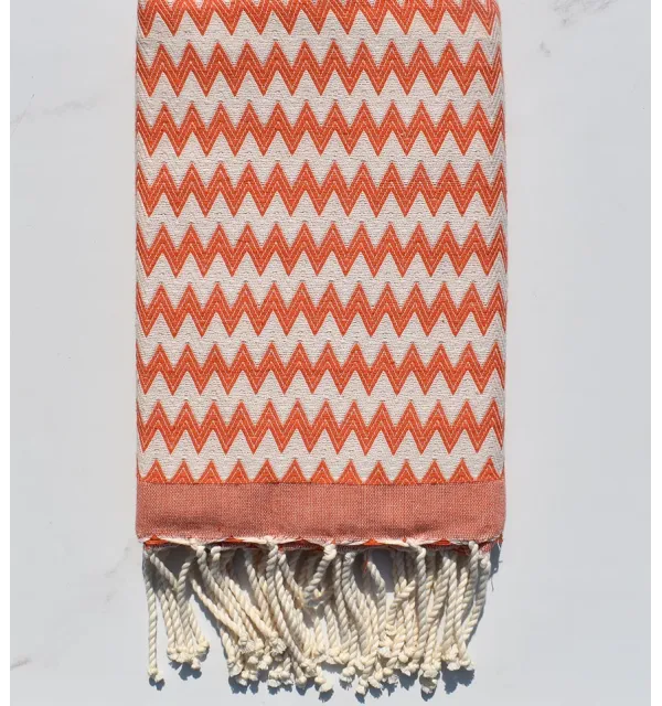 Fouta zigzag orange corail 