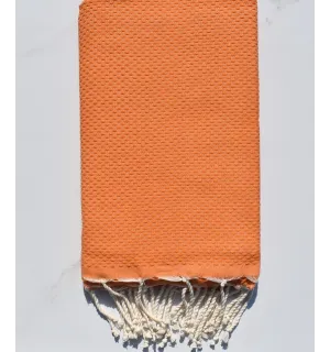 Fouta nid d'abeille unie orange 