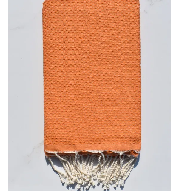 Fouta nid d'abeille unie orange 