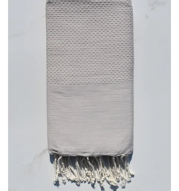 Fouta nid d'abeille unie taupe pale 