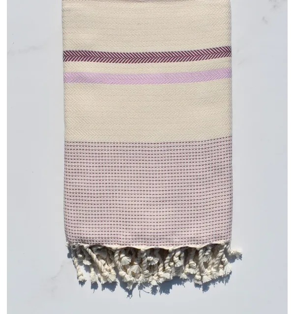 Chevron blanc crème, rose clair et violet d'évèque 