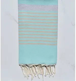 Fouta arthur turquoise, gris et beige 