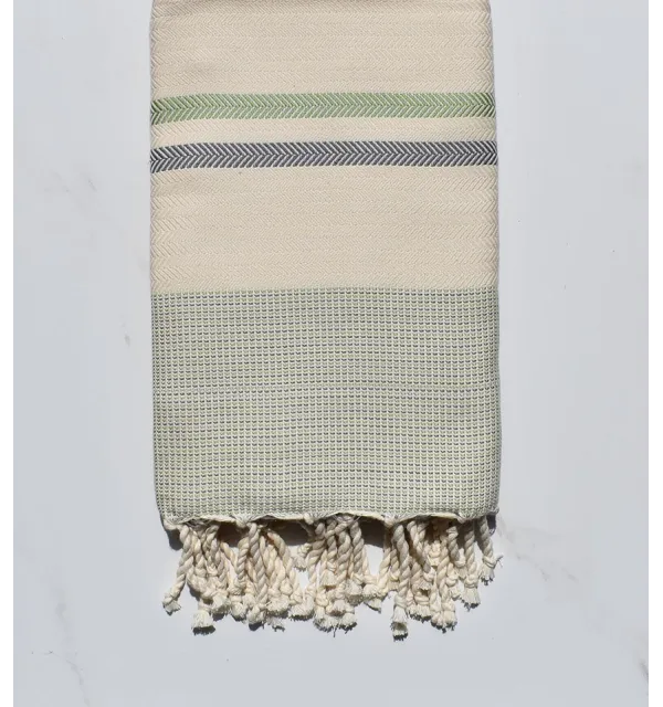 Chevron blanc crème, vert et gris horizon 