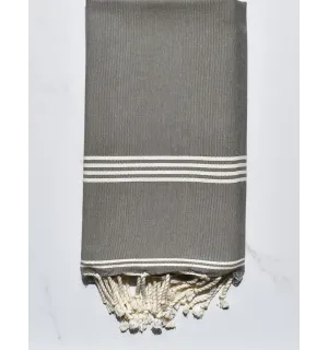 Fouta plate vert militaire et blanc crème 