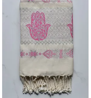 Fouta khomsa rose moyen 